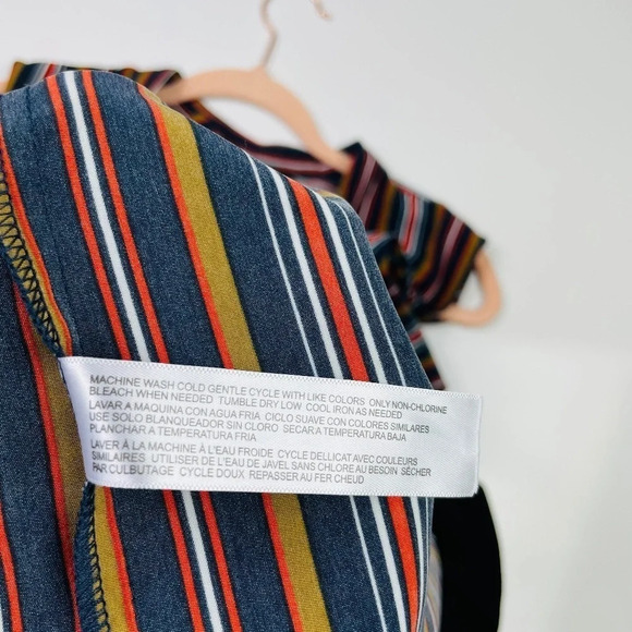 ELOQUII Plus A-Line Dress Black Brown Orange Stripes Sleeveless‎ Size 20 - Picture 7 of 8